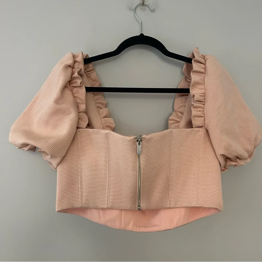 House of CB Blush Pink Puff Sleeve Bustier Top